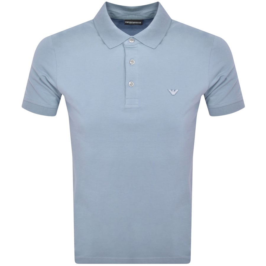 【関税&送料込】Emporio Armani T-shirts and Polos Blue Emporio Armani Short Sleeved Polo T Shirt Blue | Mainline